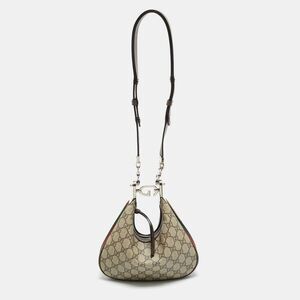 Gucci Attache Beige Small Gg Supreme Canvas And Leather Bag